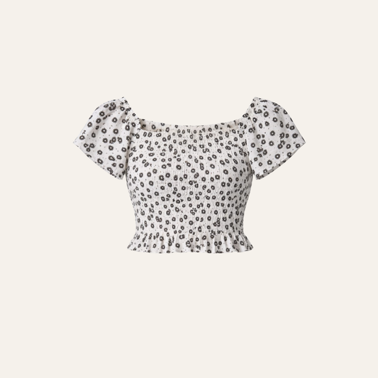 Floral Off-Shoulder Smocked Top | Curated Pre-Owned (XL)