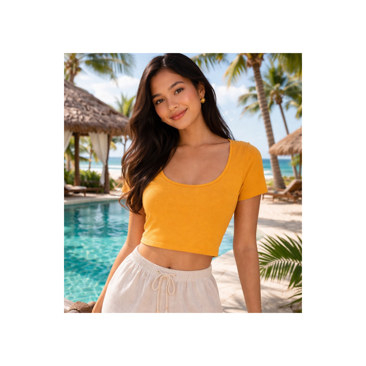 Basic Scoop Neck Crop Top | Curated Pre-Owned ( XL )