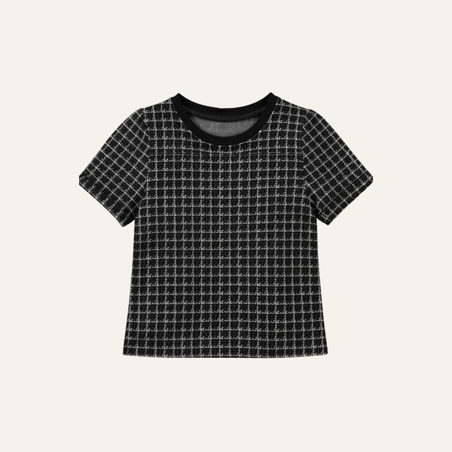 Black Checkered Knit Top | Curated Pre-Owned ( Medium )
