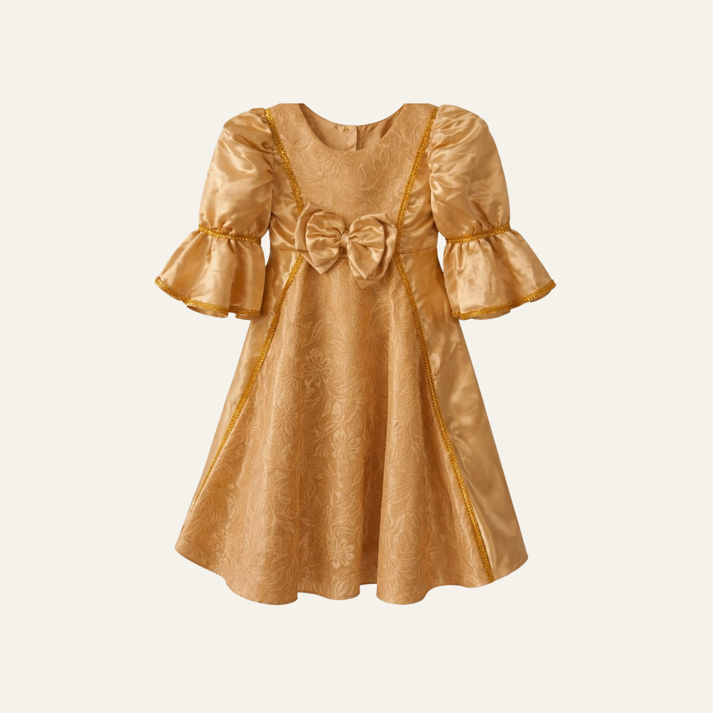Gold Puff Sleeve Party Dress (Kids) | Curated Pre-Owned 5-6 years old (Small)