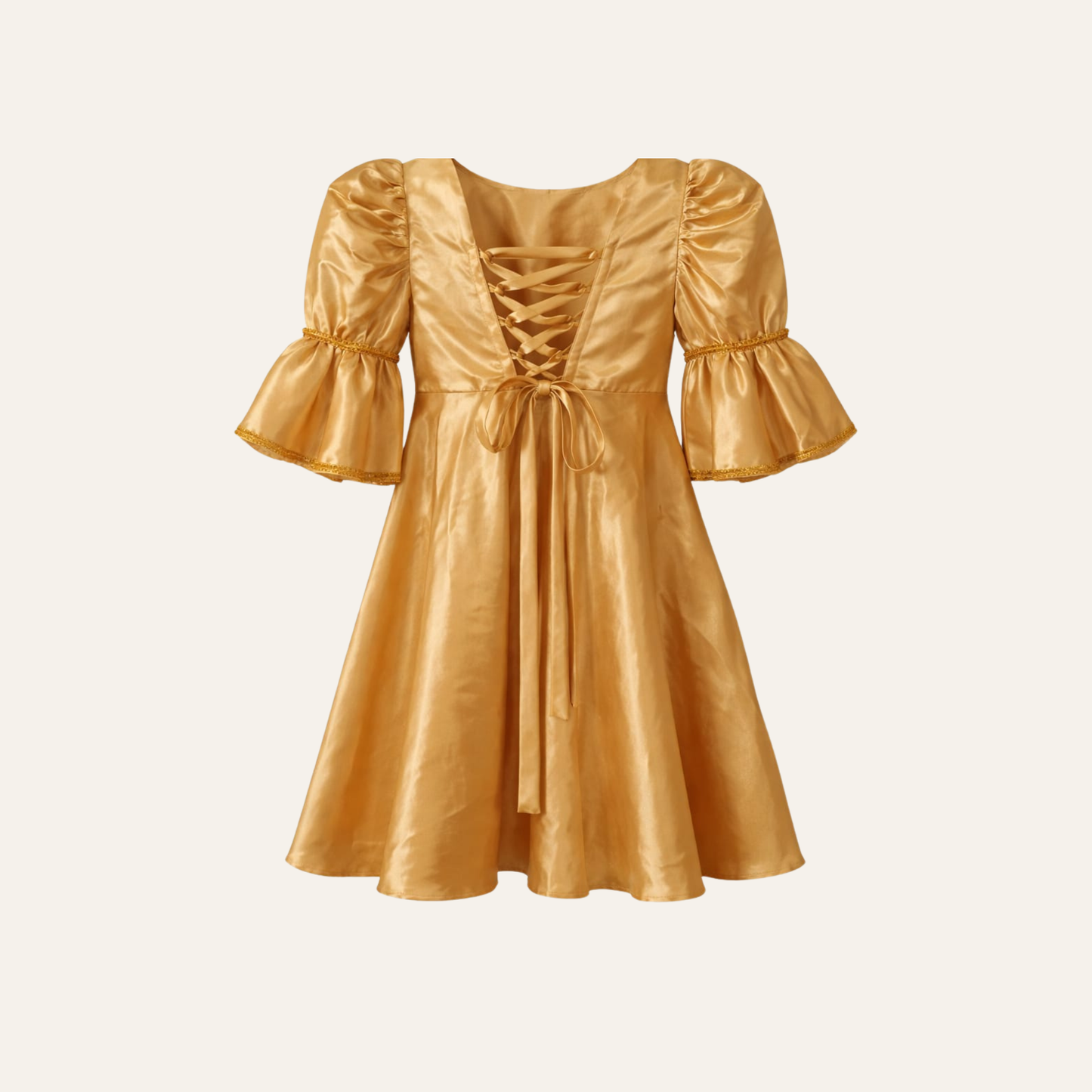 Gold Puff Sleeve Party Dress (Kids) | Curated Pre-Owned 5-6 years old (Small)