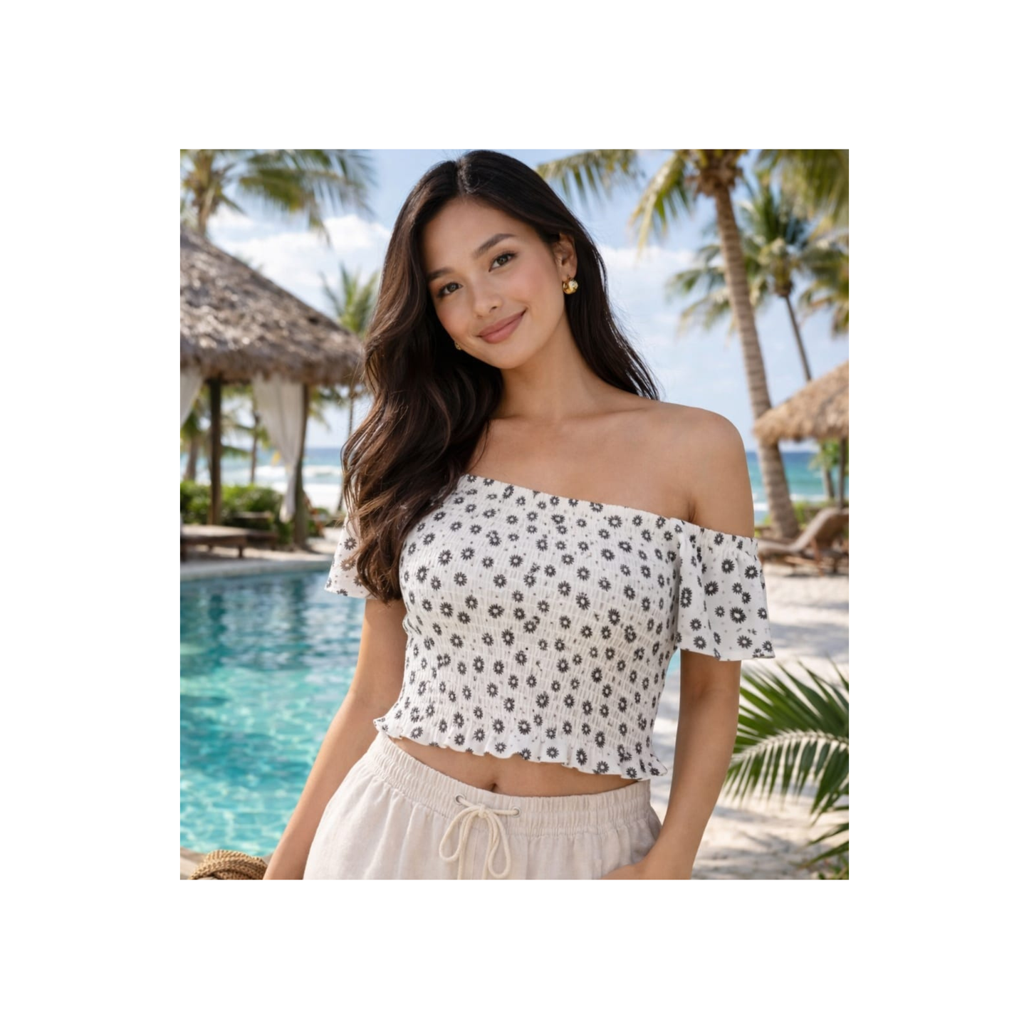 Floral Off-Shoulder Smocked Top | Curated Pre-Owned (XL)