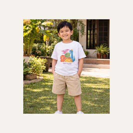 Junior Kids White Dino Graphic T-Shirt –Small | Curated Pre-Owned