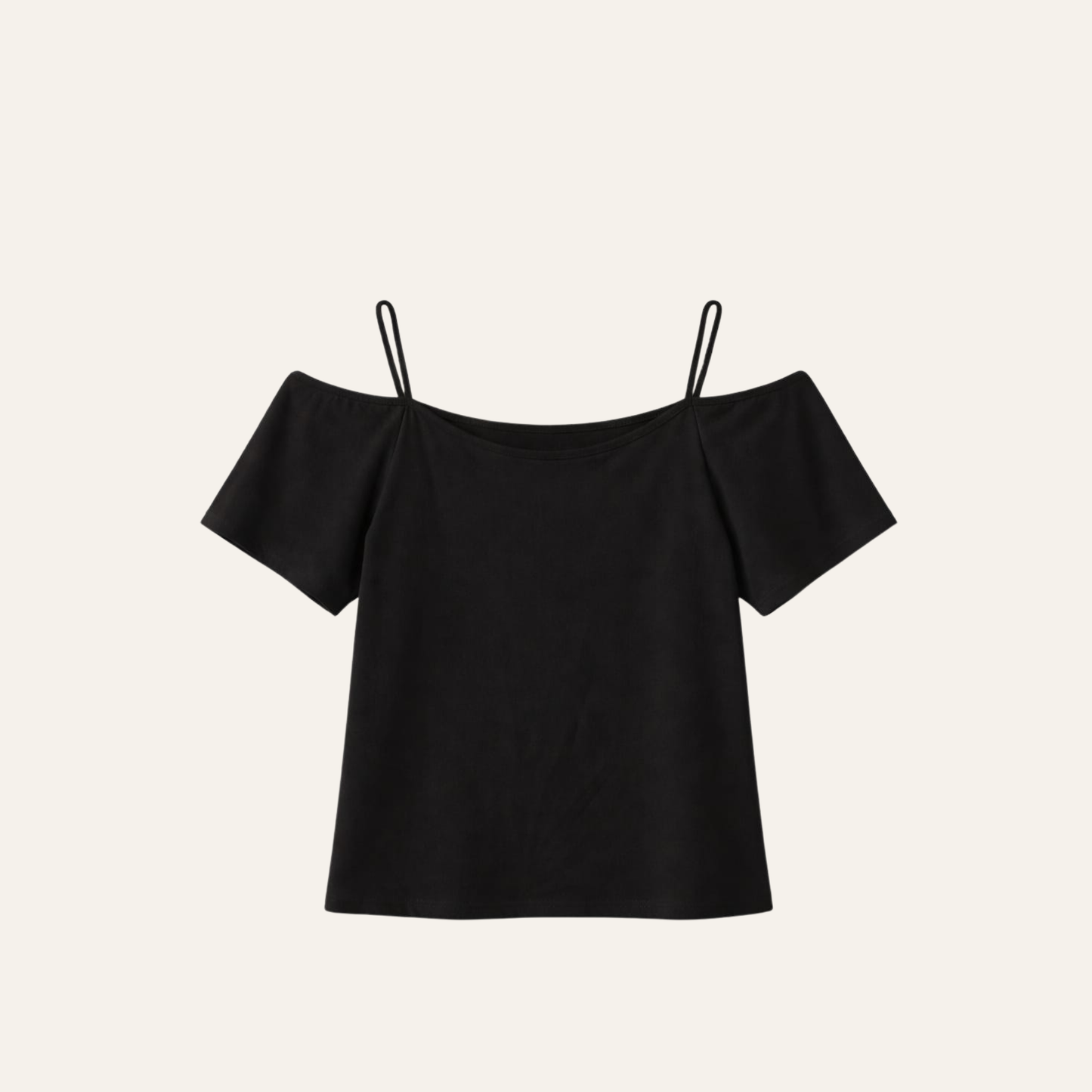Black Off-Shoulder Strap Top | Curated Pre-Owned ( Medium-Large)