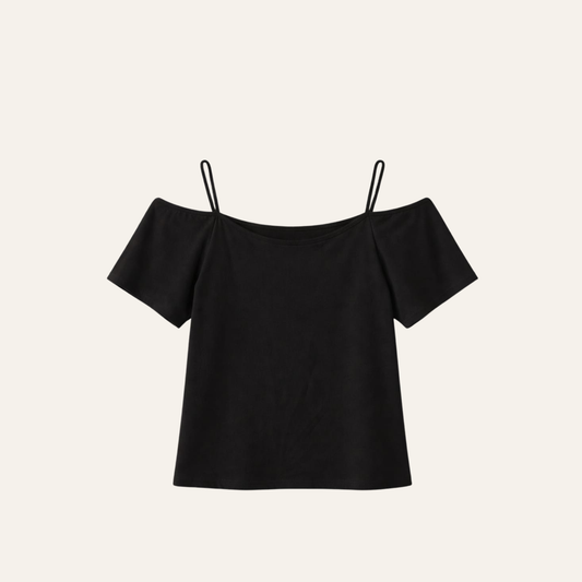 Black Off-Shoulder Strap Top | Curated Pre-Owned ( Medium-Large)