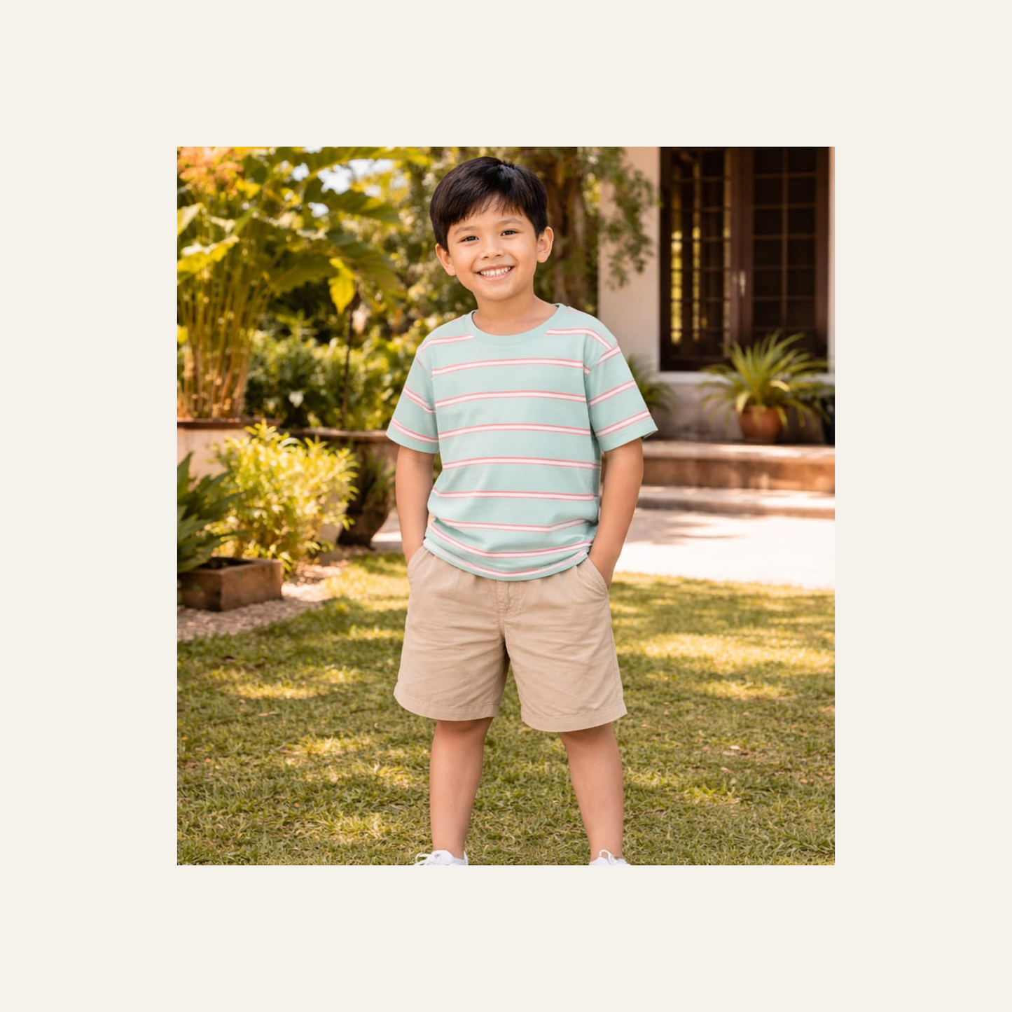 Justees Kids Striped Cotton Top – Large| Curated Pre-owned