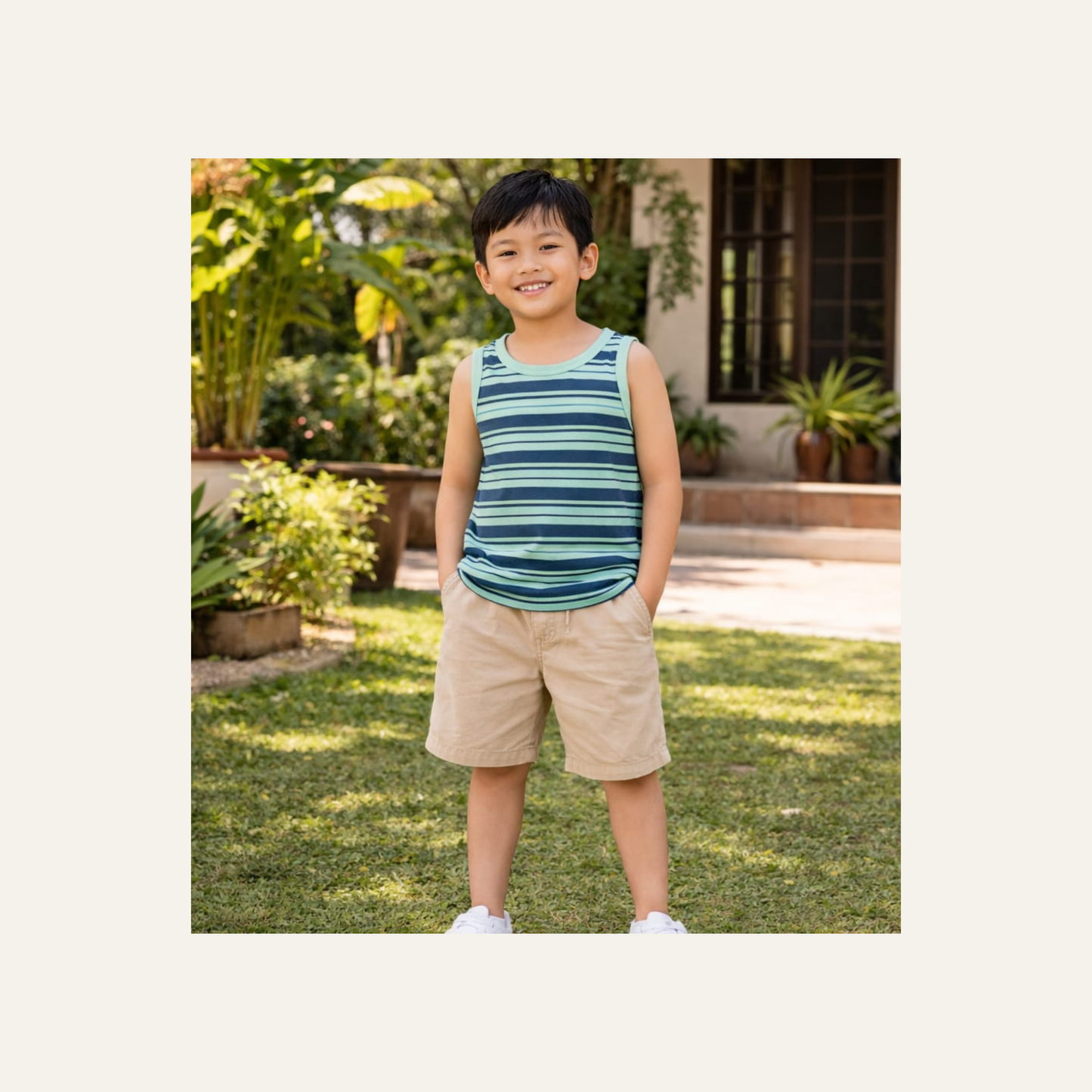 Kids Striped Cotton Sleeveless Top – Large 6–7Y | Curated Pre-owned