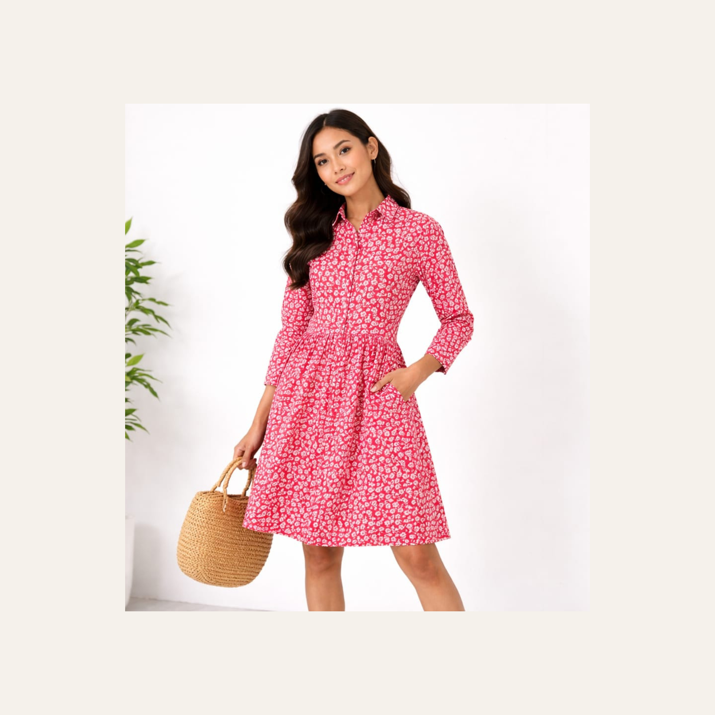 Women’s Floral Button-Down Dress (Small)